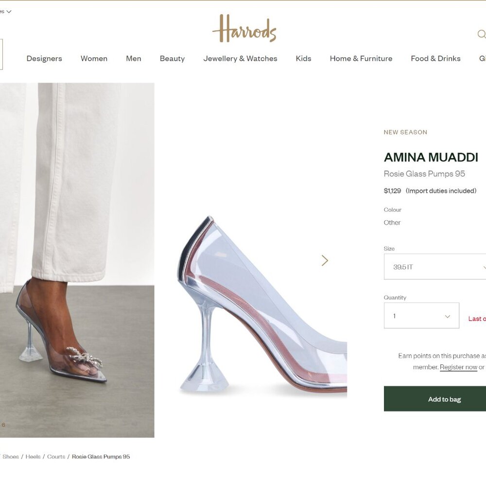 Amina Muaddi Rosie Glass Slipper Pointed Toe Heels - NWT BRIDAL !